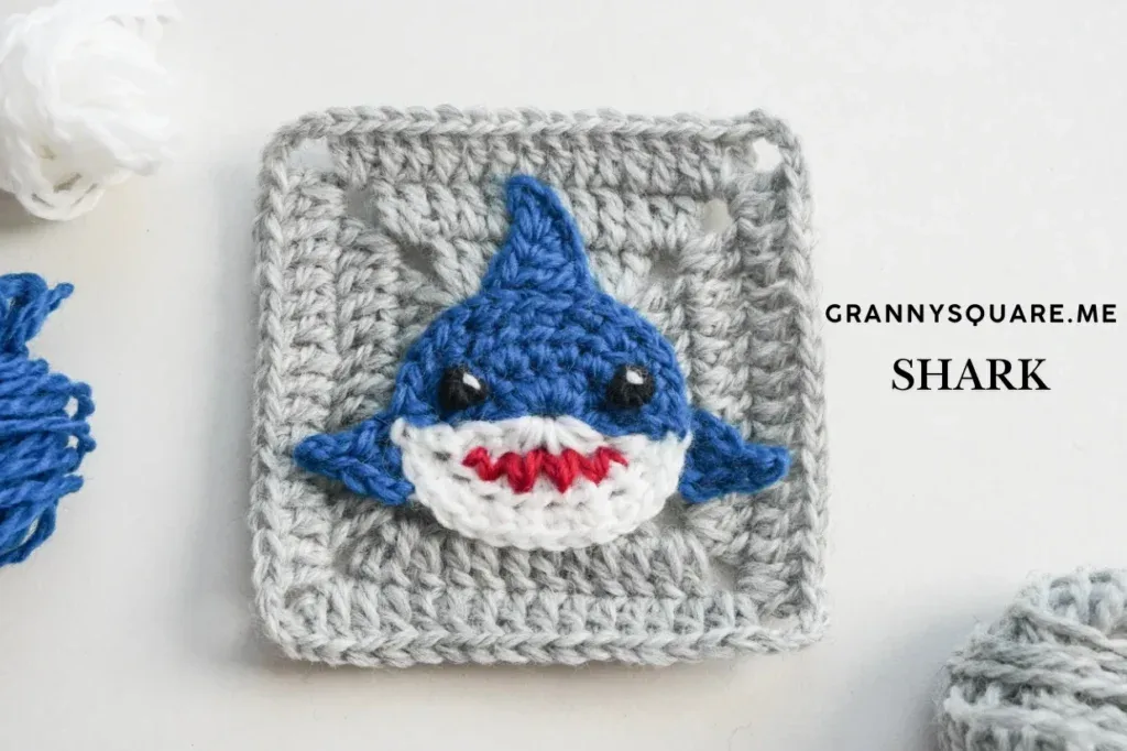 Shark Granny Square, crocheted