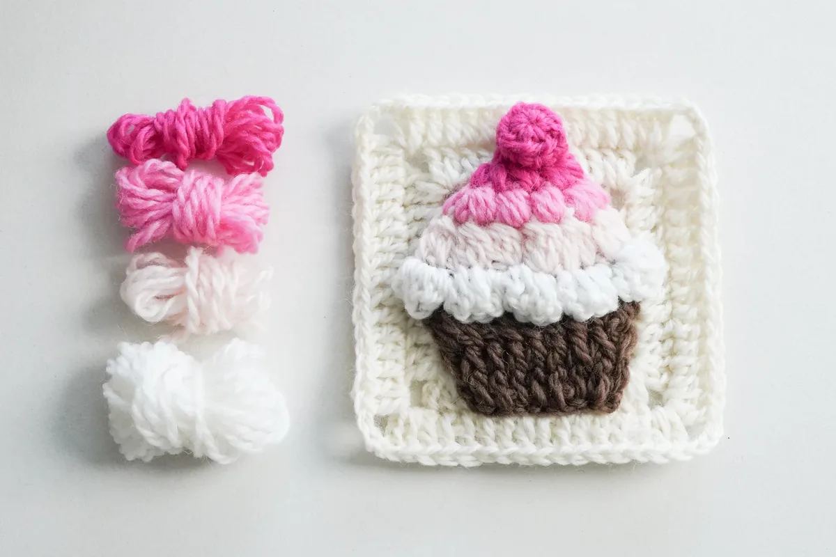 Cupcake Granny Square, crocheted