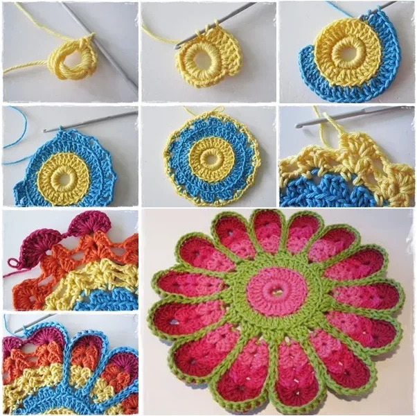 Crochet Overlay Coaster: Elegant Layered Texture Pattern, crocheted