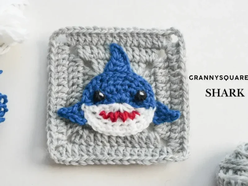 Crochet Shark Granny Square – Free Pattern for a Playful 3.35″ Block, crocheted