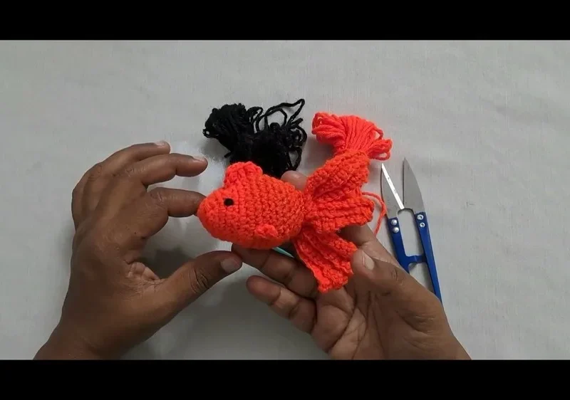 Crochet Goldfish Keychain: A Beginner Amigurumi Pattern for Kids, crocheted