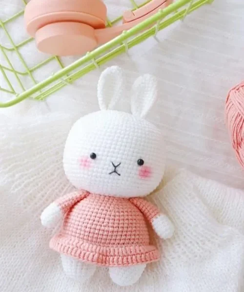 Little Bunny in a Skirt: Free Crochet Amigurumi Pattern, crocheted