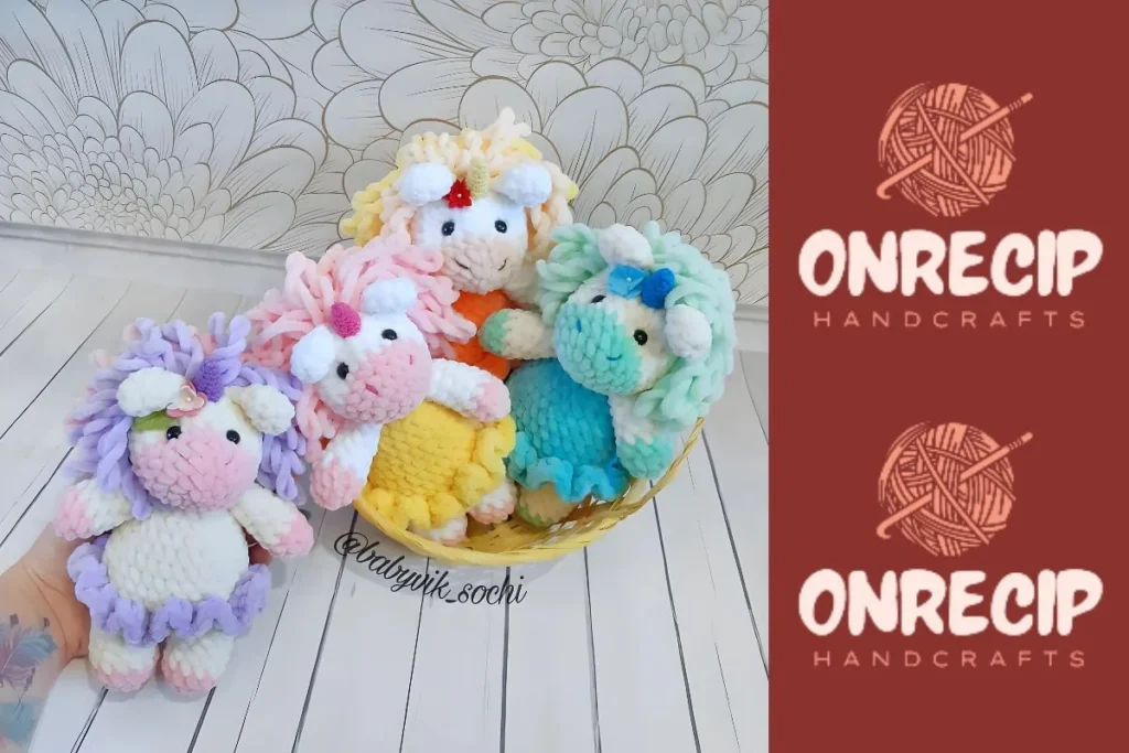 Amigurumi unicorn crochet pattern with legs and horn
