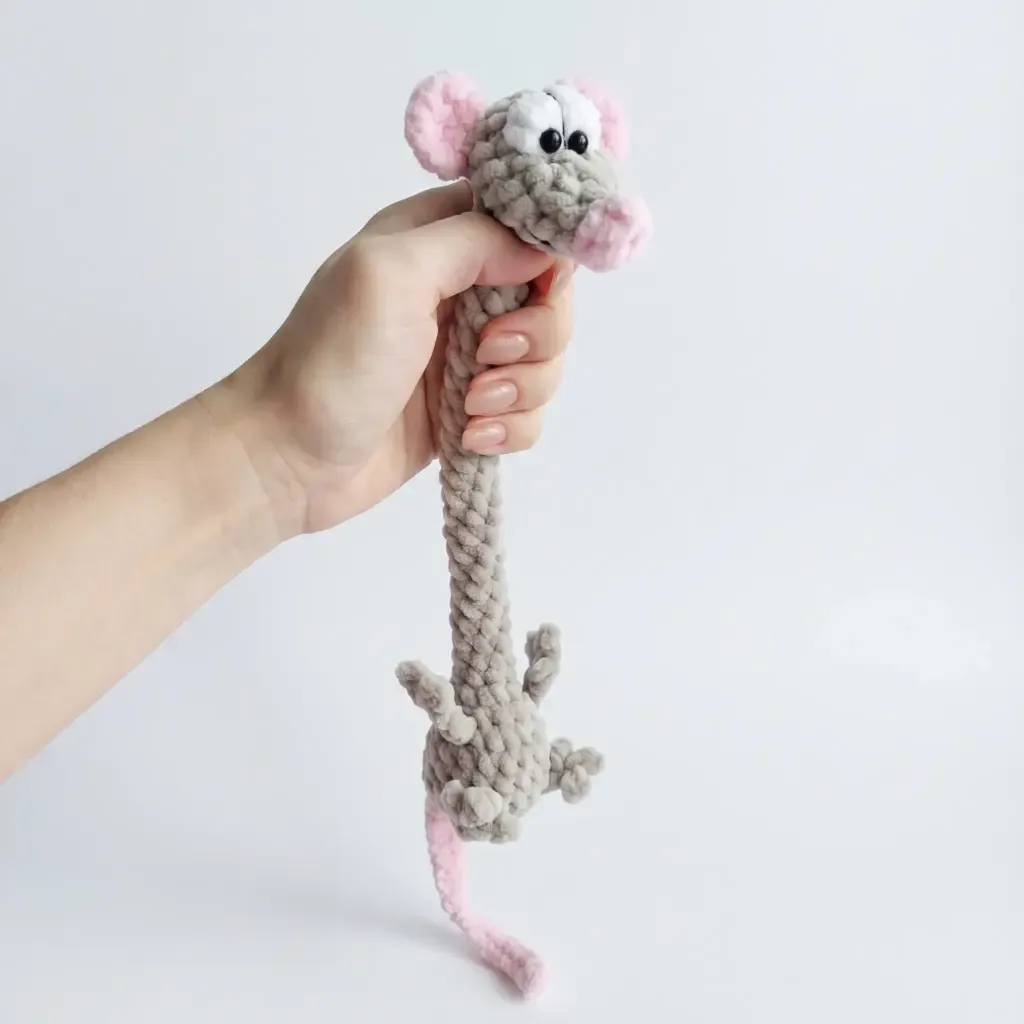Baby rat amigurumi pattern with a bendable long neck
