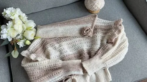 Cozy Long Sleeve Crochet Off Shoulder Sweater Pattern