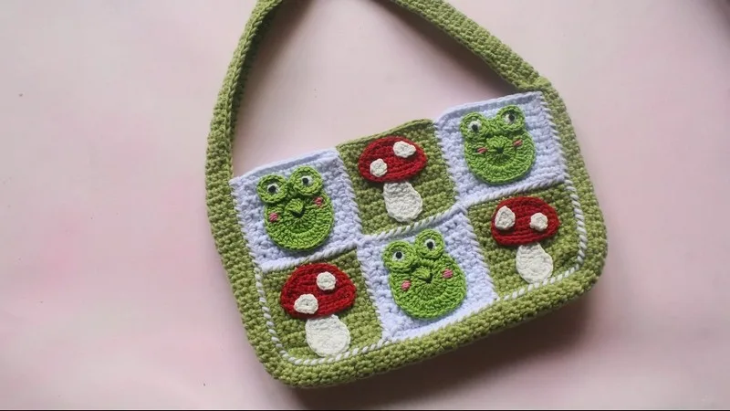 Crochet Granny Frog and Mushroom Bag Pattern
