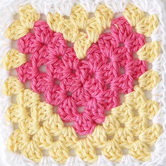 Crochet Granny Heart Square Pattern - Two-Color Tutorial — photo 1