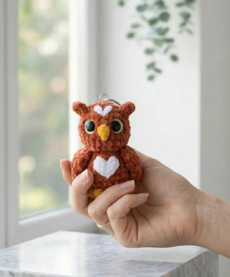 Small crochet owl keychain pattern for quiet evenings — photo 2