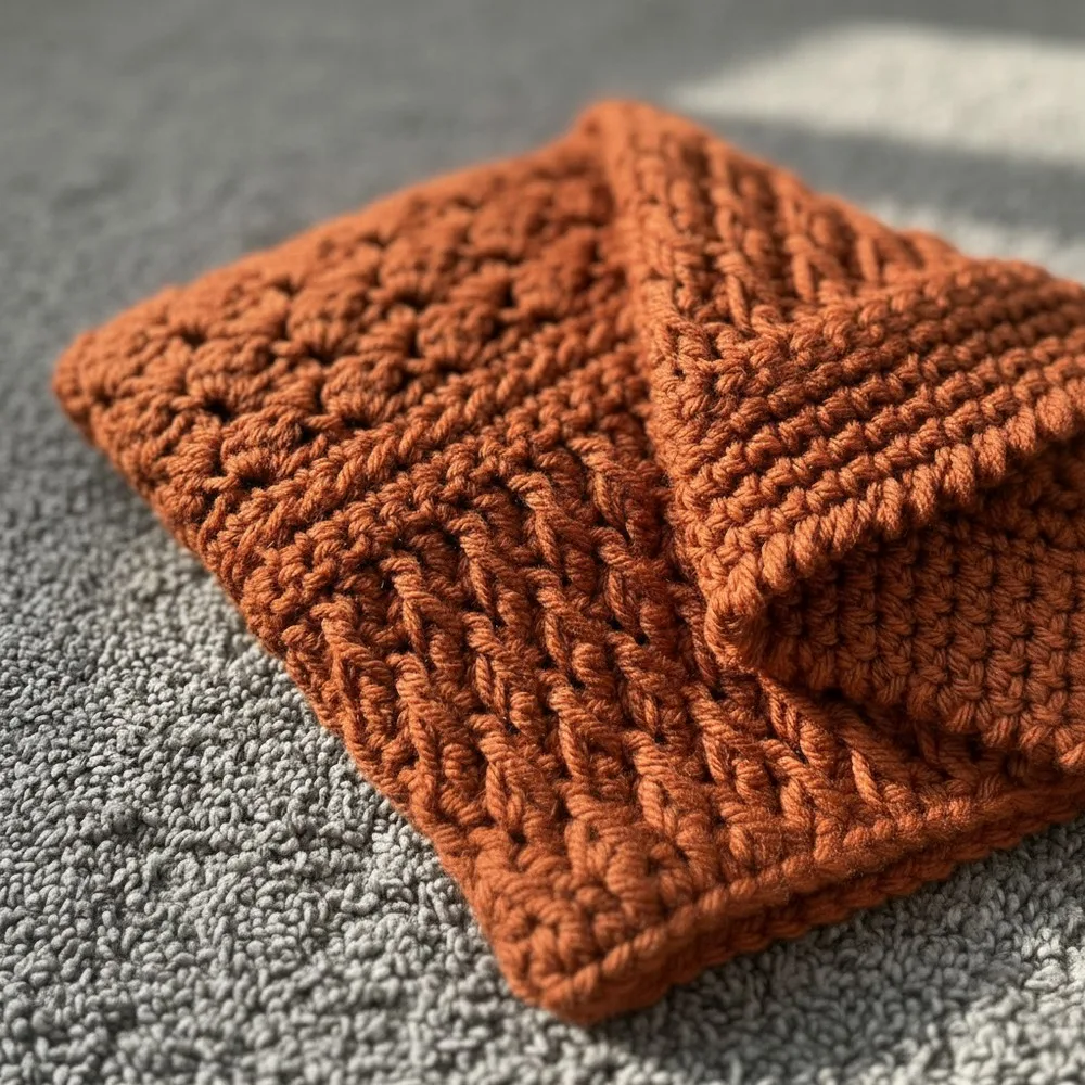 Textured forest throw with sedge and alpine stitches