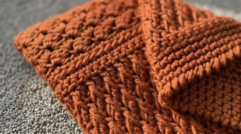Textured forest throw with sedge and alpine stitches — photo 2