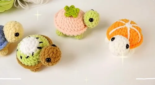 Fruit-inspired amigurumi turtles crochet pattern