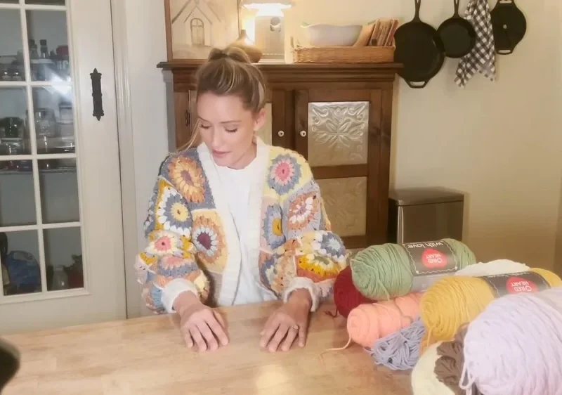 Colorful granny square sweater crochet pattern