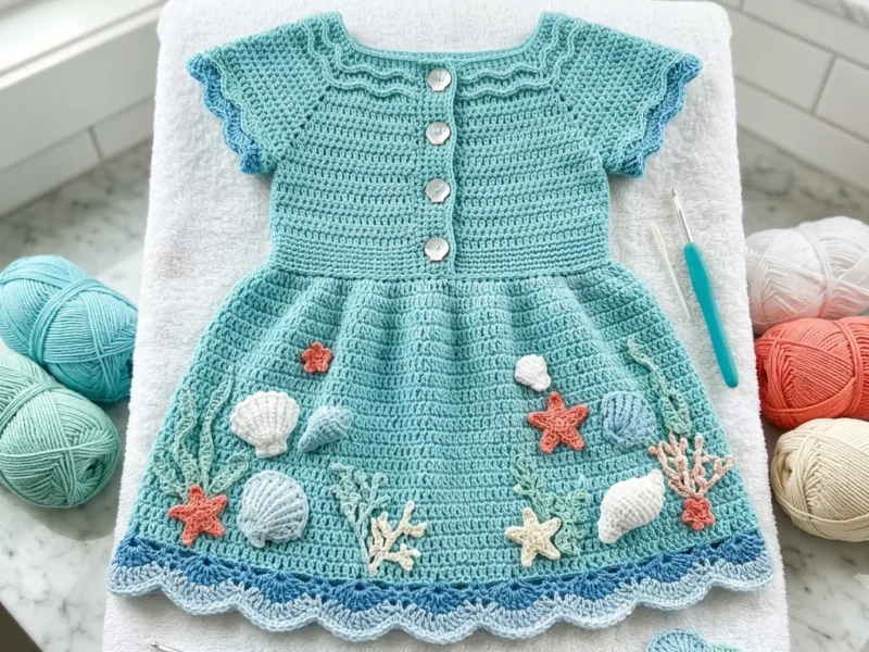 Crochet Ocean Wave Baby Dress: Seaside Style Pattern