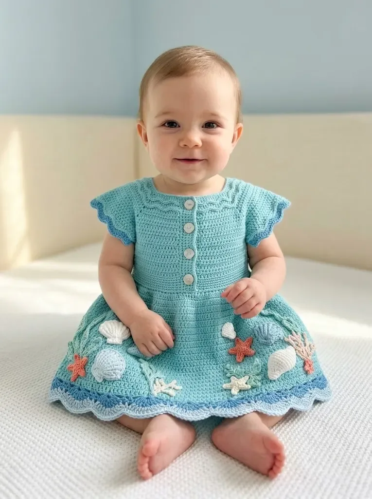 Crochet Ocean Wave Baby Dress: Seaside Style Pattern — photo 3