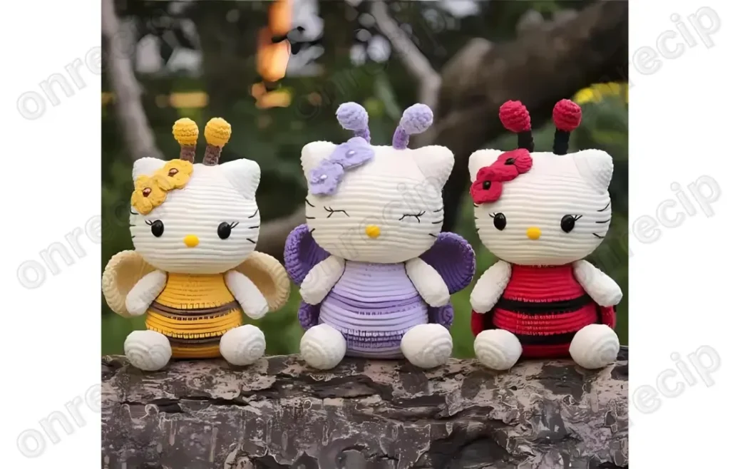 Small crochet kitten pattern with puff-stitch hand detail