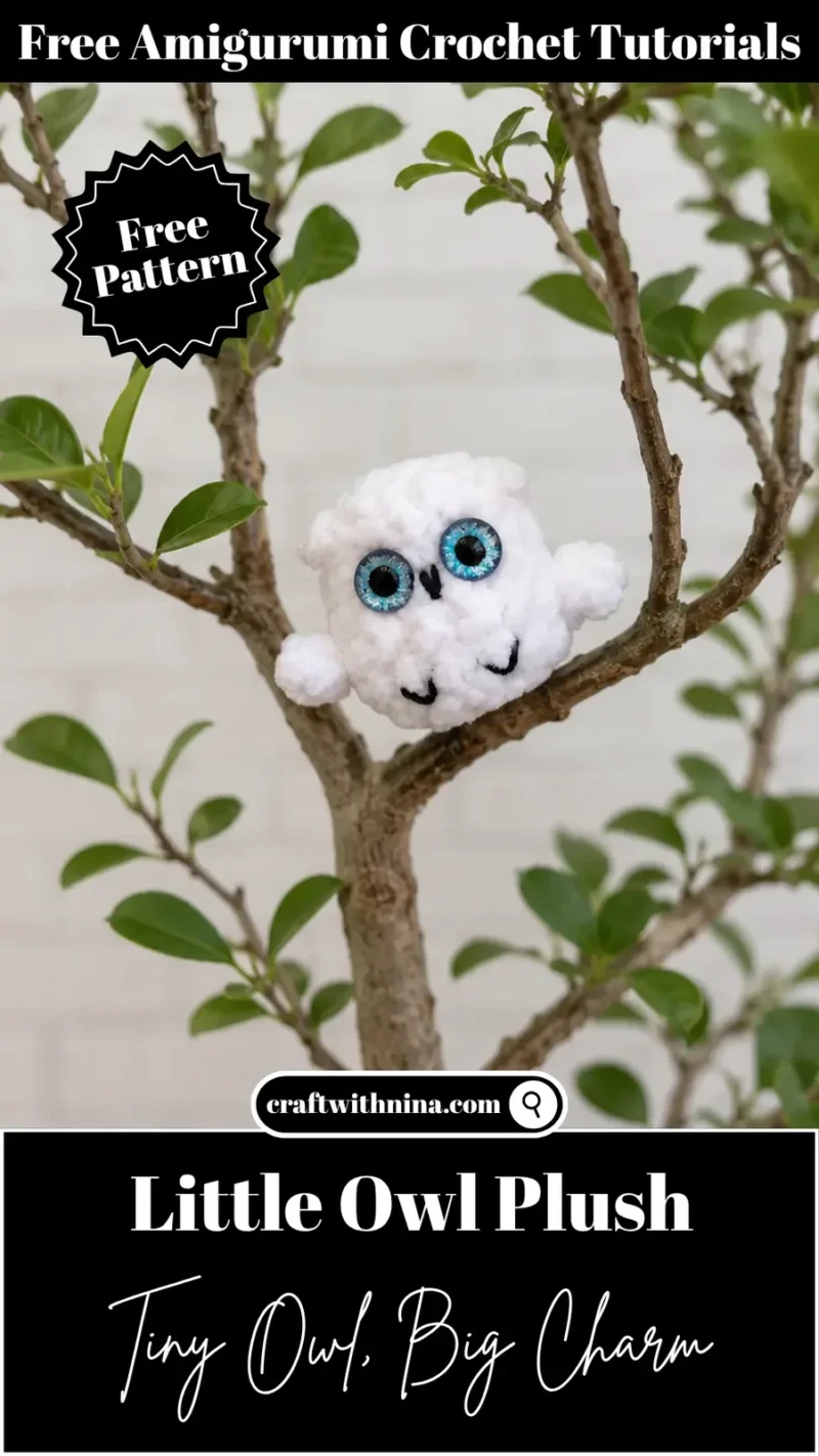 Small owl plush crochet pattern with tufted ears — photo 3