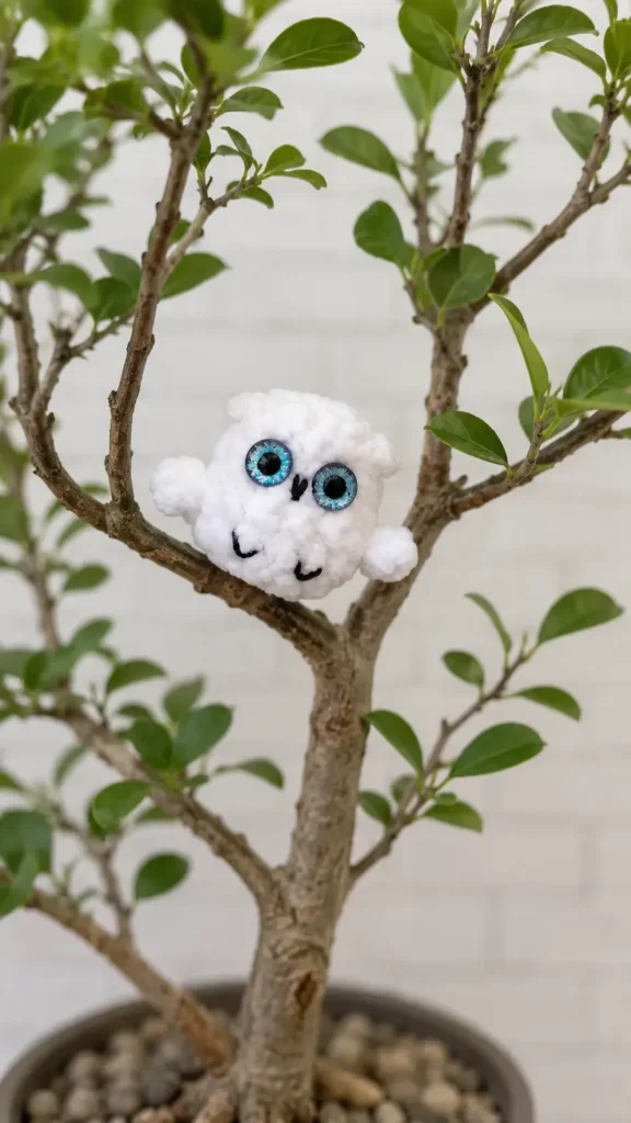 Small owl plush crochet pattern with tufted ears