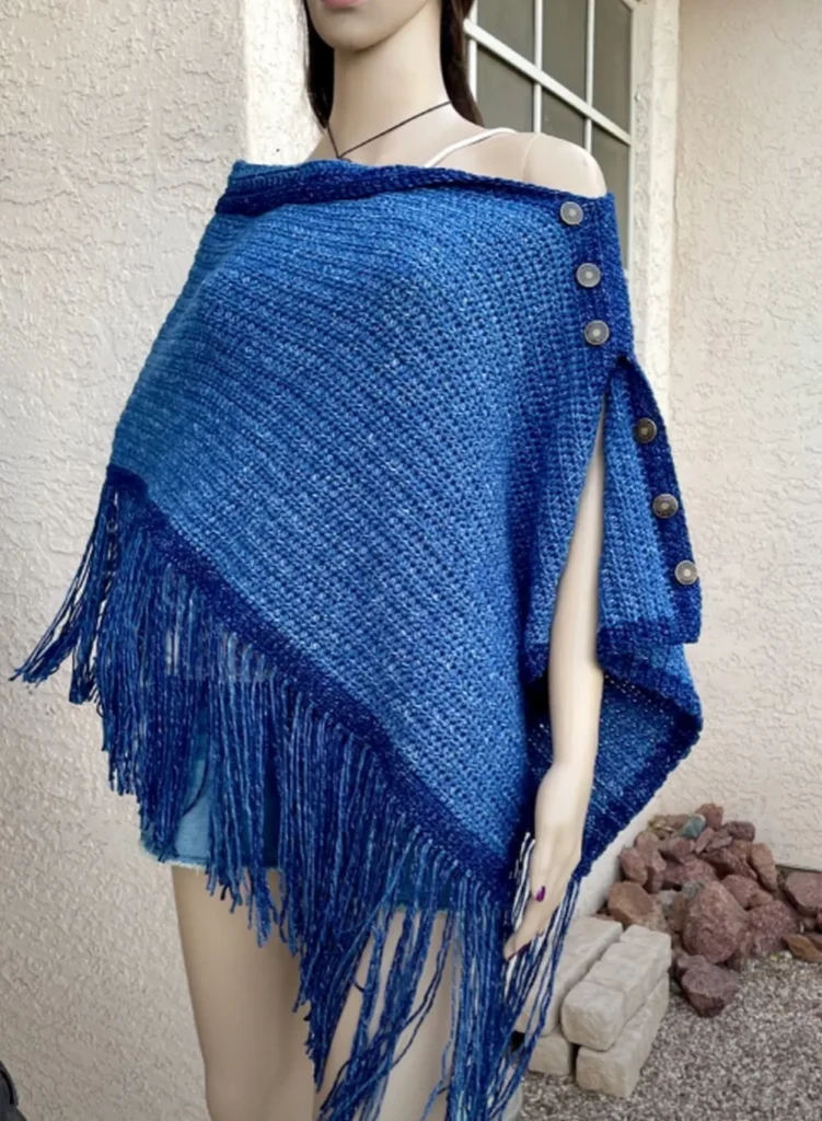 Two-Tone Denim Poncho Pattern For Cool Weather
