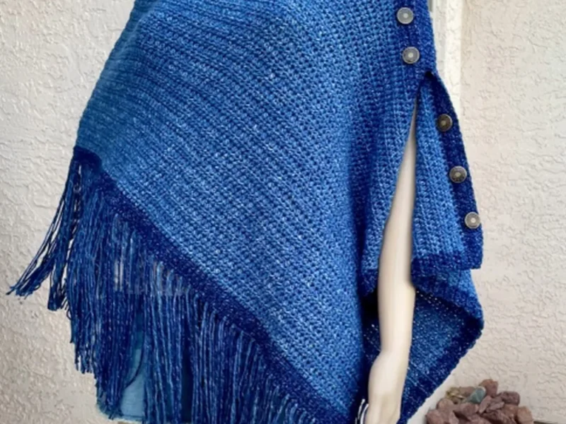 Two-Tone Denim Poncho Pattern For Cool Weather