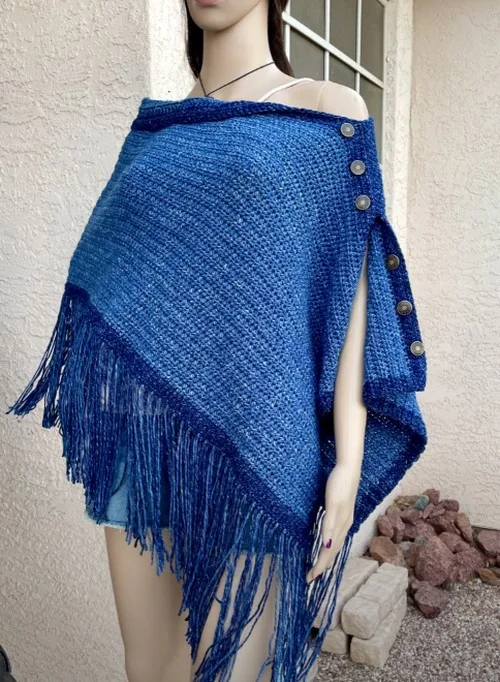 Two-Tone Denim Poncho Pattern For Cool Weather — photo 2
