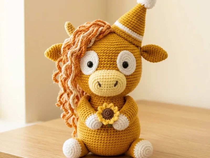 Golden honey highland cow amigurumi crochet pattern