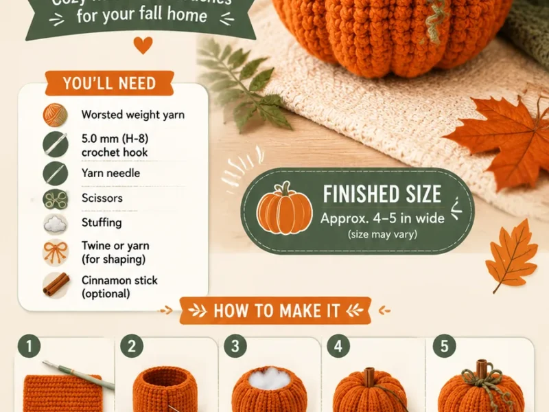 Ribbed crochet pumpkin pattern for cozy fall decor