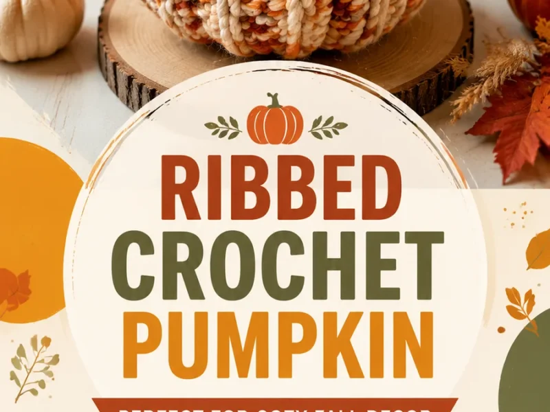Ribbed crochet pumpkin made from one simple panel