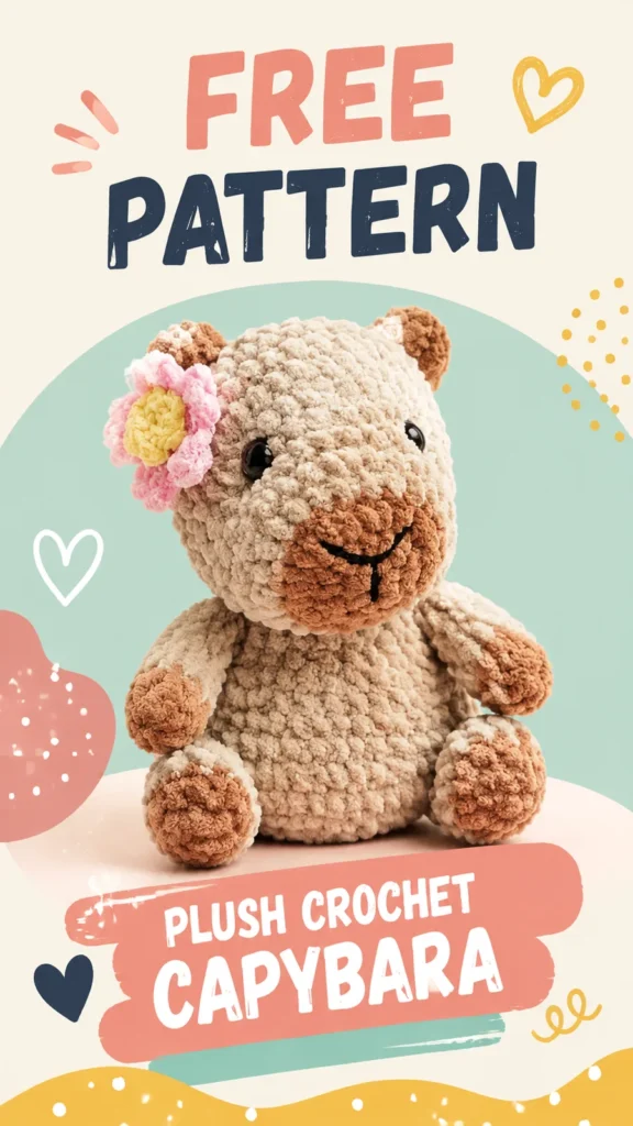 Soft crochet capybara plush amigurumi pattern